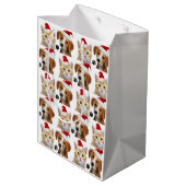 Sac Cadeau Moyen Noël Fête du Chien de Chat Coupé Rouge Blanc Noël (Dos Angle)