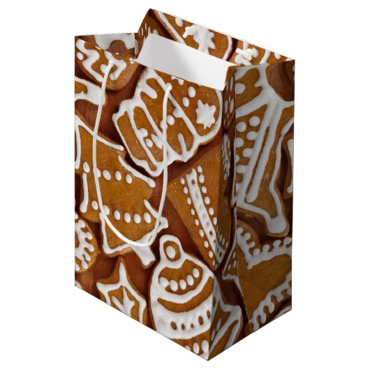 Sac Cadeau Moyen Noël Gingerbread Cookies de vacances (Devant Angle)