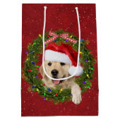 Sac Cadeau Moyen Noel Golden Retriever en rouge (Dos)