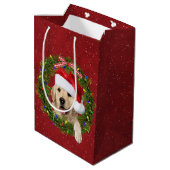 Sac Cadeau Moyen Noel Golden Retriever en rouge (Dos Angle)