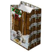 Sac Cadeau Moyen Noël Goldendoodle (Devant Angle)