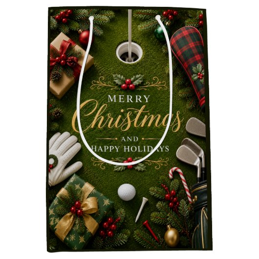 Sac Cadeau Moyen Noël Golf Vacances (Devant)