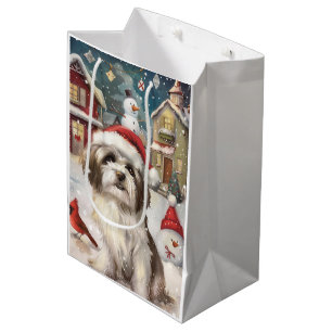 Sac Cadeau Moyen Noël Joie de vivre Havanais en Paysage Hivernal