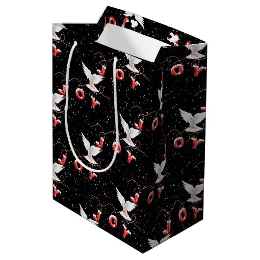 Sac Cadeau Moyen Noël Joie Dove et Snowflakes (Dos Angle)