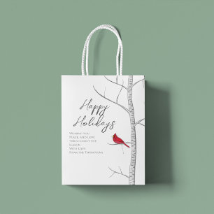 Sac Cadeau Moyen Noël Joyeuses Fêtes Élégantes Cardinal Rouge
