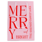 Sac Cadeau Moyen Noël Joyeux et rose rouge vif 2025 (Dos)