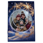 Sac Cadeau Moyen Noël magique - flocons de neige dorés, photo (Devant)