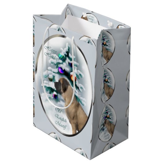 Sac Cadeau Moyen Noël mastiff anglais (Dos Angle)