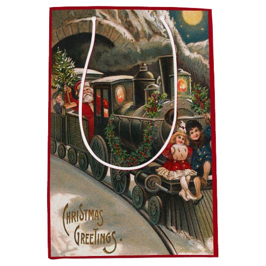 Sac Cadeau Moyen Noël Noël du train du Père Noël (Devant)