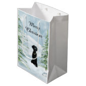 Sac Cadeau Moyen Noël noir de laboratoire (Devant Angle)