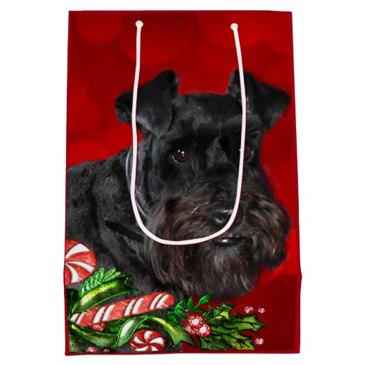 Sac Cadeau Moyen Noël noir de Schnauzer (Dos)