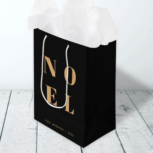 Sac Cadeau Moyen Noel noir et or | Noël tendance et élégant