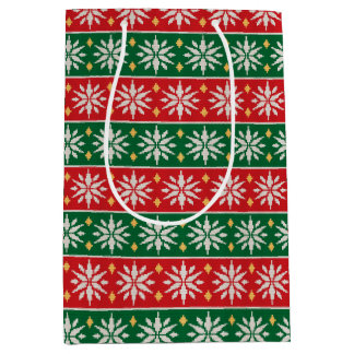 Sac Cadeau Moyen Noël Nordique Tricoté
