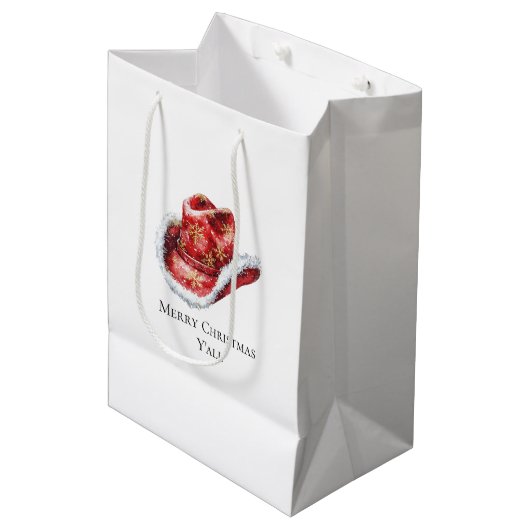 Sac Cadeau Moyen Noël occidental Casquette roux Cowboy (Devant Angle)