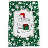 Sac Cadeau Moyen Noël Père Noël Bichon Frise Chien mignonne (Dos)