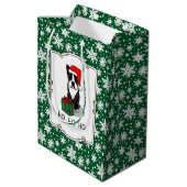 Sac Cadeau Moyen Noël Père Noël Boston Terrier (noir) mignonne (Dos Angle)