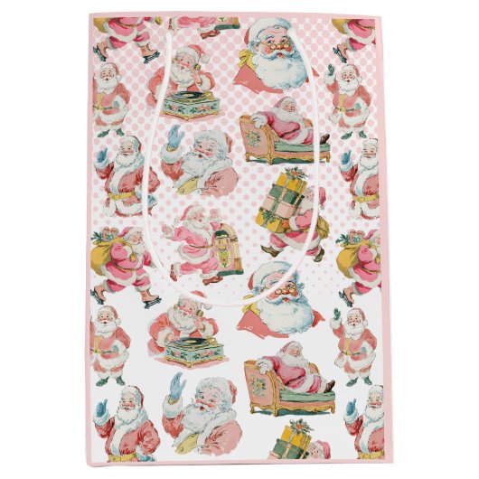 Sac Cadeau Moyen Noël Pink Retro Super du Père Noël (Devant)