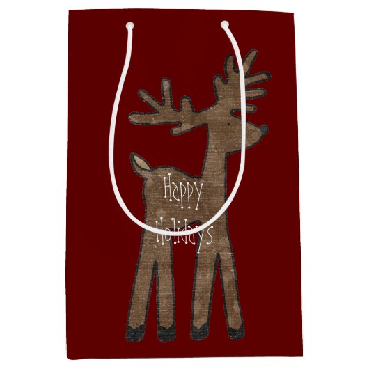 Sac Cadeau Moyen Noël Red Reindeer (Devant)