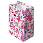 Sac Cadeau Moyen Noël rose (Devant Angle)