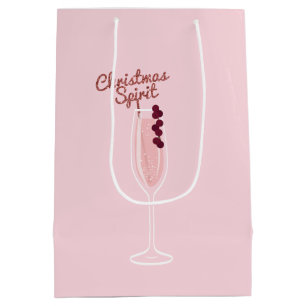 Sac Cadeau Moyen Noël rose étincelant