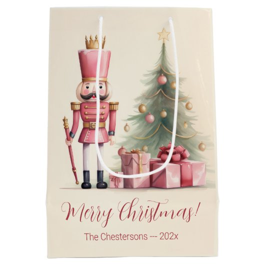 Sac Cadeau Moyen Noël rose Nutcracker (Dos)