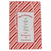 Sac Cadeau Moyen Noël Rouge Blanc Stripes Vacances Personnaliser (Devant)