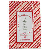 Sac Cadeau Moyen Noël Rouge Blanc Stripes Vacances Personnaliser (Dos)