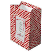 Sac Cadeau Moyen Noël Rouge Blanc Stripes Vacances Personnaliser (Dos Angle)