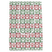 Sac Cadeau Moyen Noël rouge et vert motif Empreinte de patte à thèm (Dos)