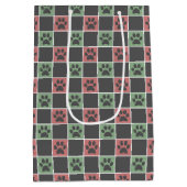 Sac Cadeau Moyen Noël rouge et vert motif Empreinte de patte à thèm (Dos)