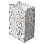 Sac Cadeau Moyen Noël scandinave bleu glace (Devant Angle)