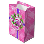 Sac Cadeau Moyen Noël sucre de canne violet et rose (Devant Angle)
