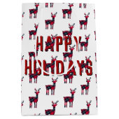 Sac Cadeau Moyen Noël Tartan Plaid Deer (Devant)