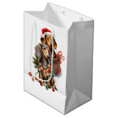Sac Cadeau Moyen Noël teckel  (Devant Angle)