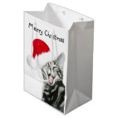 Sac Cadeau Moyen Noël tigré de chaton (Devant Angle)