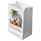 Sac Cadeau Moyen Noël tropical personnalisé Père Noël (Devant Angle)