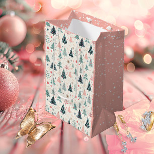 Sac Cadeau Moyen Noël Vacances d'hiver Abstrait Motif Arbre
