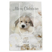 Sac Cadeau Moyen Noël Vacances Great Pyrenees Pup Aquarelle (Dos)