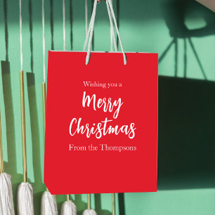 Sac Cadeau Moyen Noël Vacances Simple Rouge Minimaliste Cute