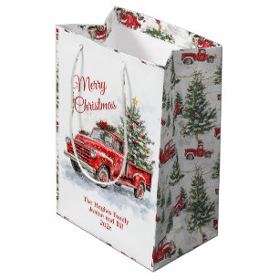 Sac Cadeau Moyen Noël vintage Red Truck