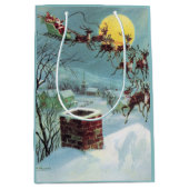 Sac Cadeau Moyen Noël vintage rétro Père Noël (Devant)