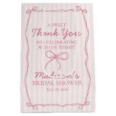 Sac Cadeau Moyen Nœud Coquette Rose Faveur de Mariage Pastel (Dos)