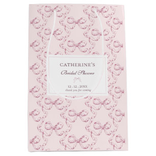 Sac Cadeau Moyen Nœuds élégants vintage fillette prépa Toile rose