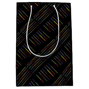 Sac Cadeau Moyen Noir avec des motifs multicolores