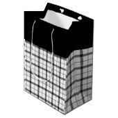 Sac Cadeau Moyen Noir, Blanc, Plaid, Classique, Chic, Moderne, Élég (Devant Angle)