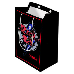 Sac Cadeau Moyen Noir de foudre de roche et de petit pain