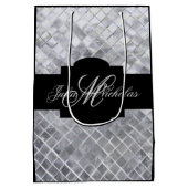 Sac Cadeau Moyen Noir de monogramme et anniversaire d'argent 25ème (Dos)