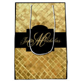 Sac Cadeau Moyen Noir de monogramme et anniversaire d'or (Dos)