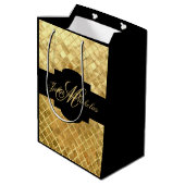 Sac Cadeau Moyen Noir de monogramme et anniversaire d'or (Dos Angle)