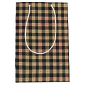 Sac Cadeau Moyen Noir et bronzage avec bande rouge (Devant)